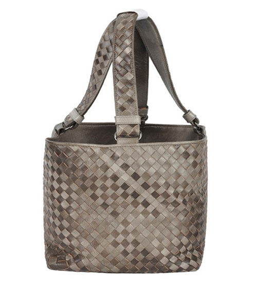 Bottega Veneta Woven Agnello Tote Bag Grigio